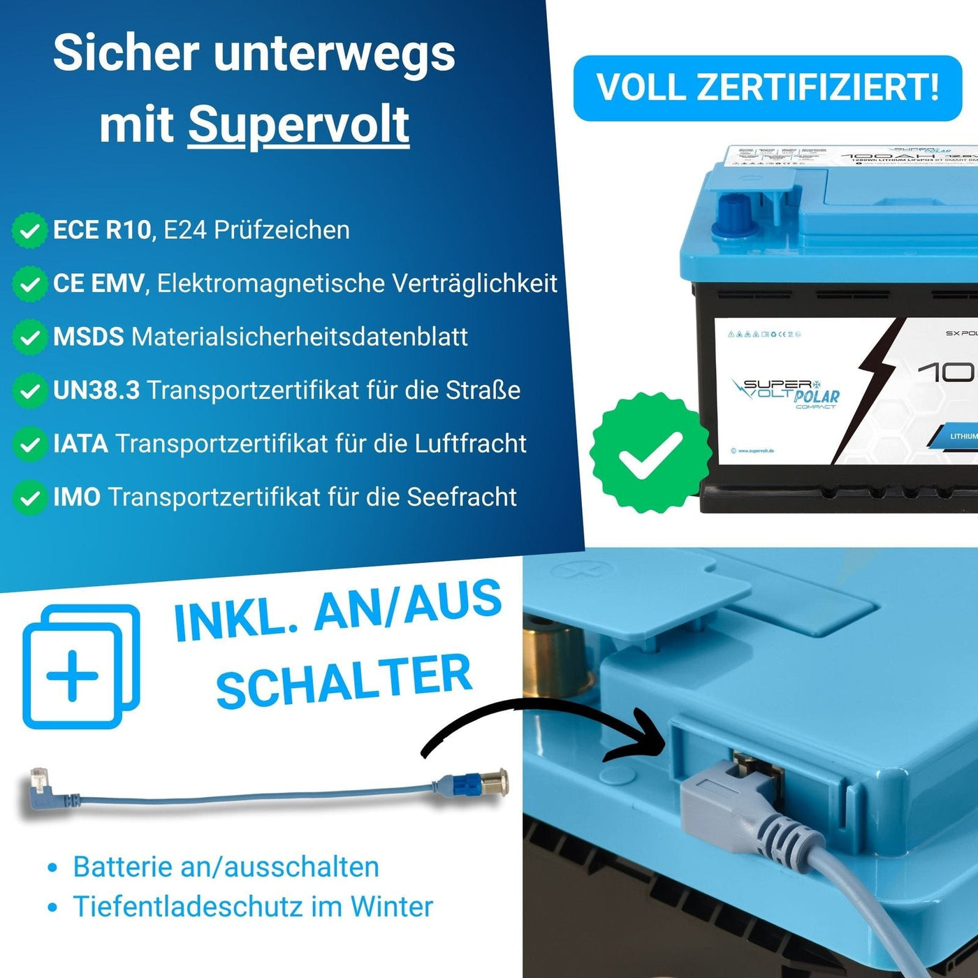 Supervolt Polar Compact 100 Ah – Anschlüsse