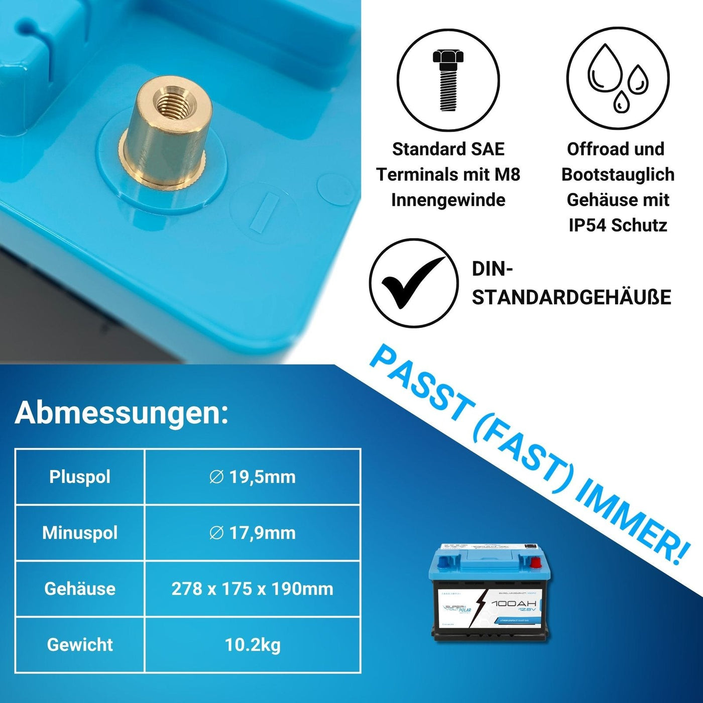 Supervolt Polar Compact 100 Ah – DIN-Gehäuse